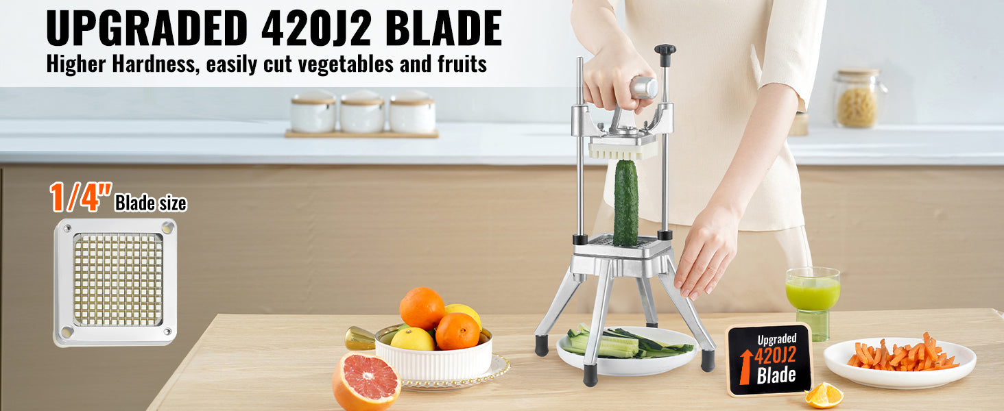 -picadora comercial de frutas y verduras con hoja de 1/4