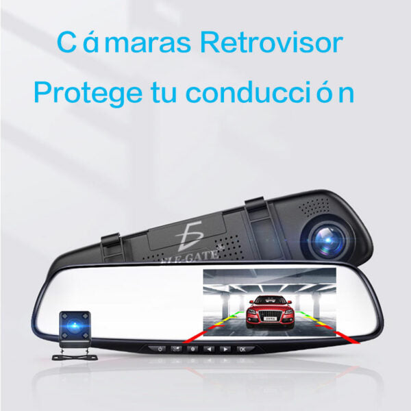 2 Cámaras Retrovisor Frente Y Trasera Graba Nocturna