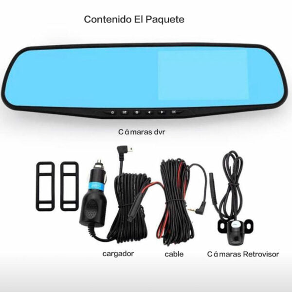 2 Cámaras Retrovisor Frente Y Trasera Graba Nocturna