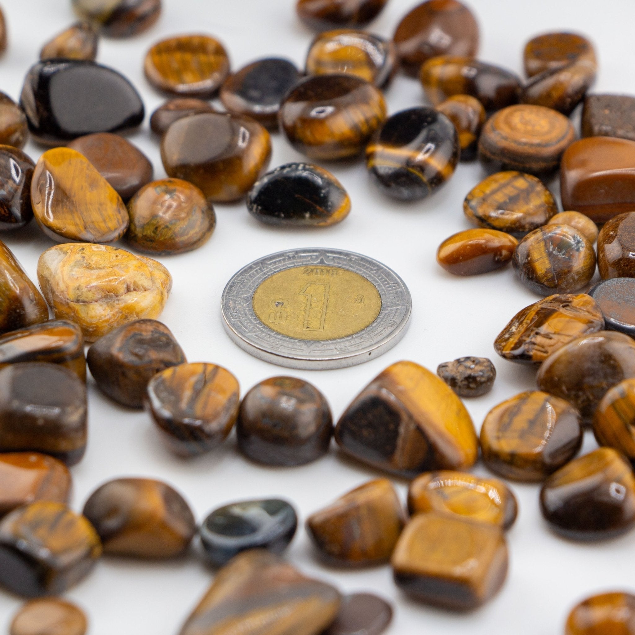 Cuarzo Ojo de Tigre Pulido – Piedra Ámbar Café de Protección Confianza y Energía Vital para Velas y Decoración