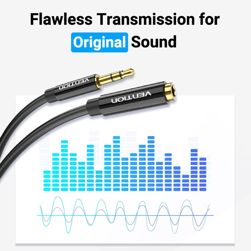 Vention Cable De Audio De Extensión Auxiliar Estéreo Macho A Hembra De 3.5 Mm