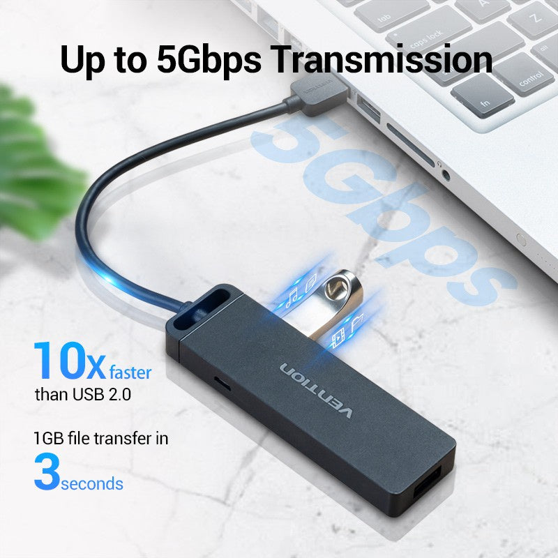 Vention USB 3.0 Hub 4 Puertos Adaptador Multi Divisor De Alta Velocidad