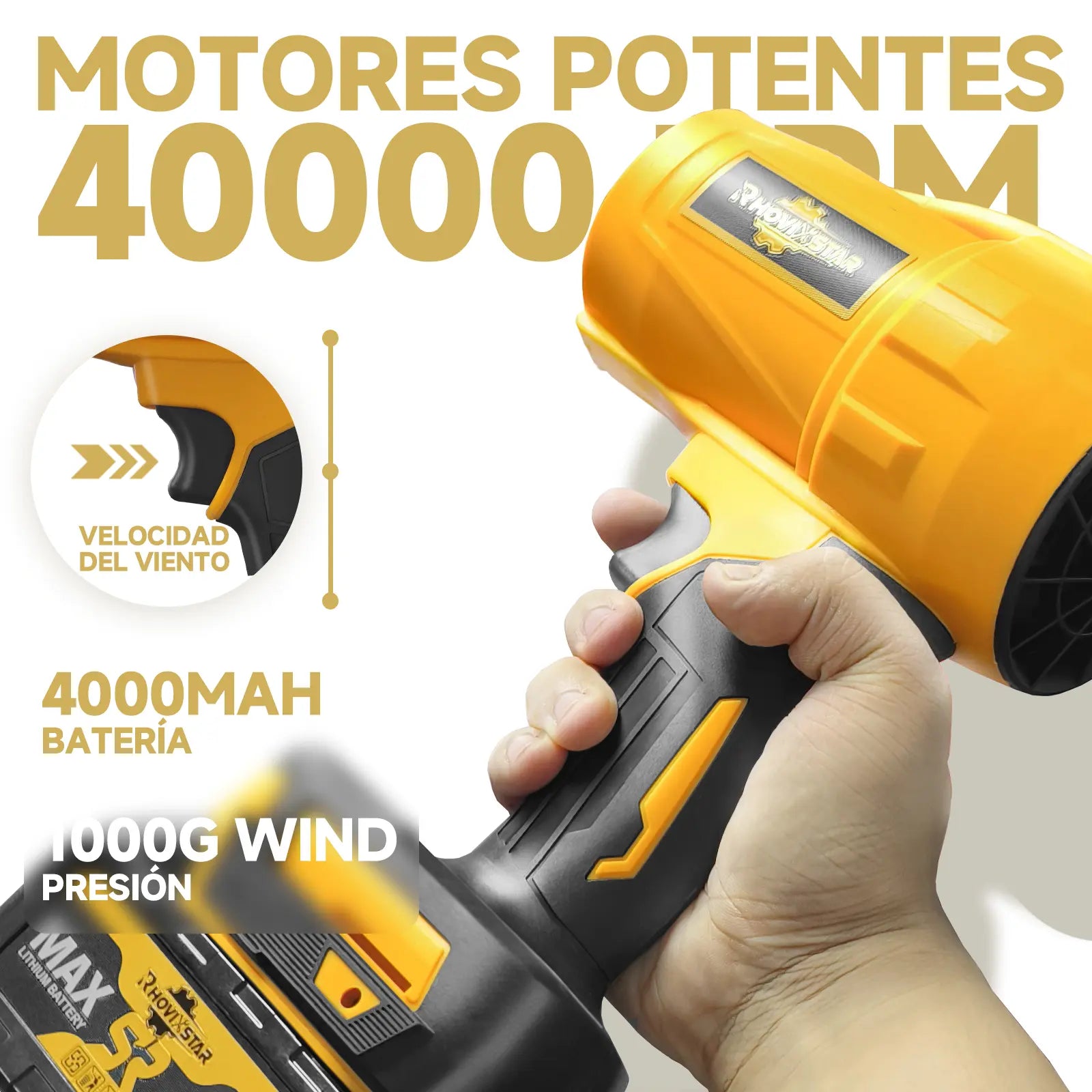 Soplador de hojas eléctrico sin cable, soplador turbo jet