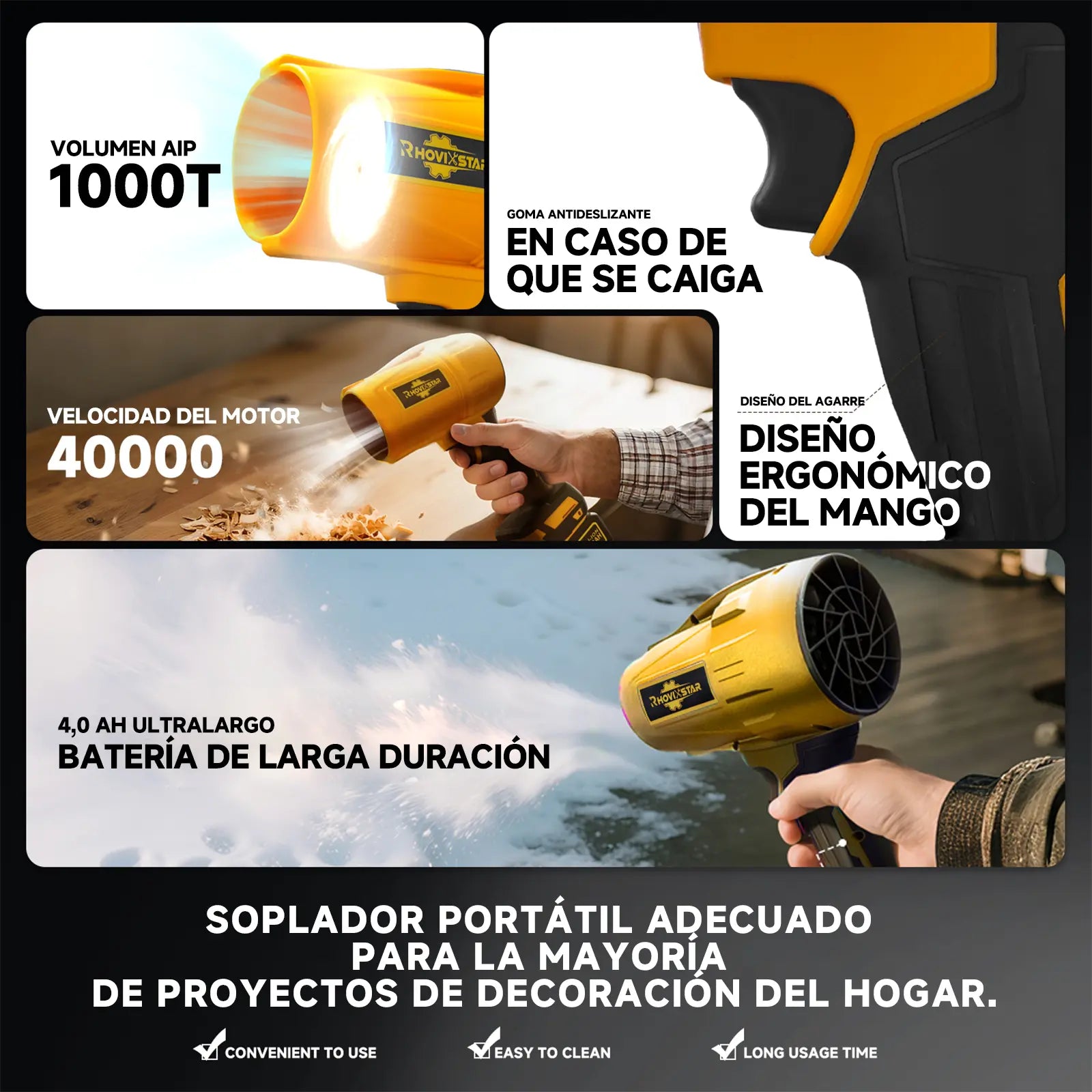 Soplador de hojas eléctrico sin cable, soplador turbo jet