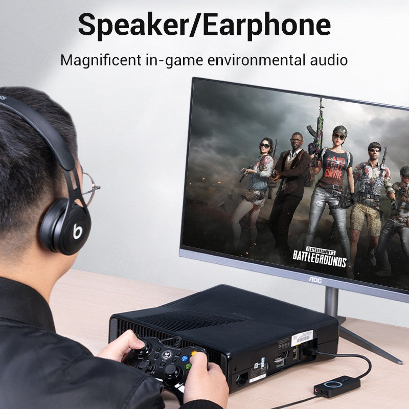 Vention Tarjeta De Sonido USB Externo Estéreo Adaptador Con Control De Volumen