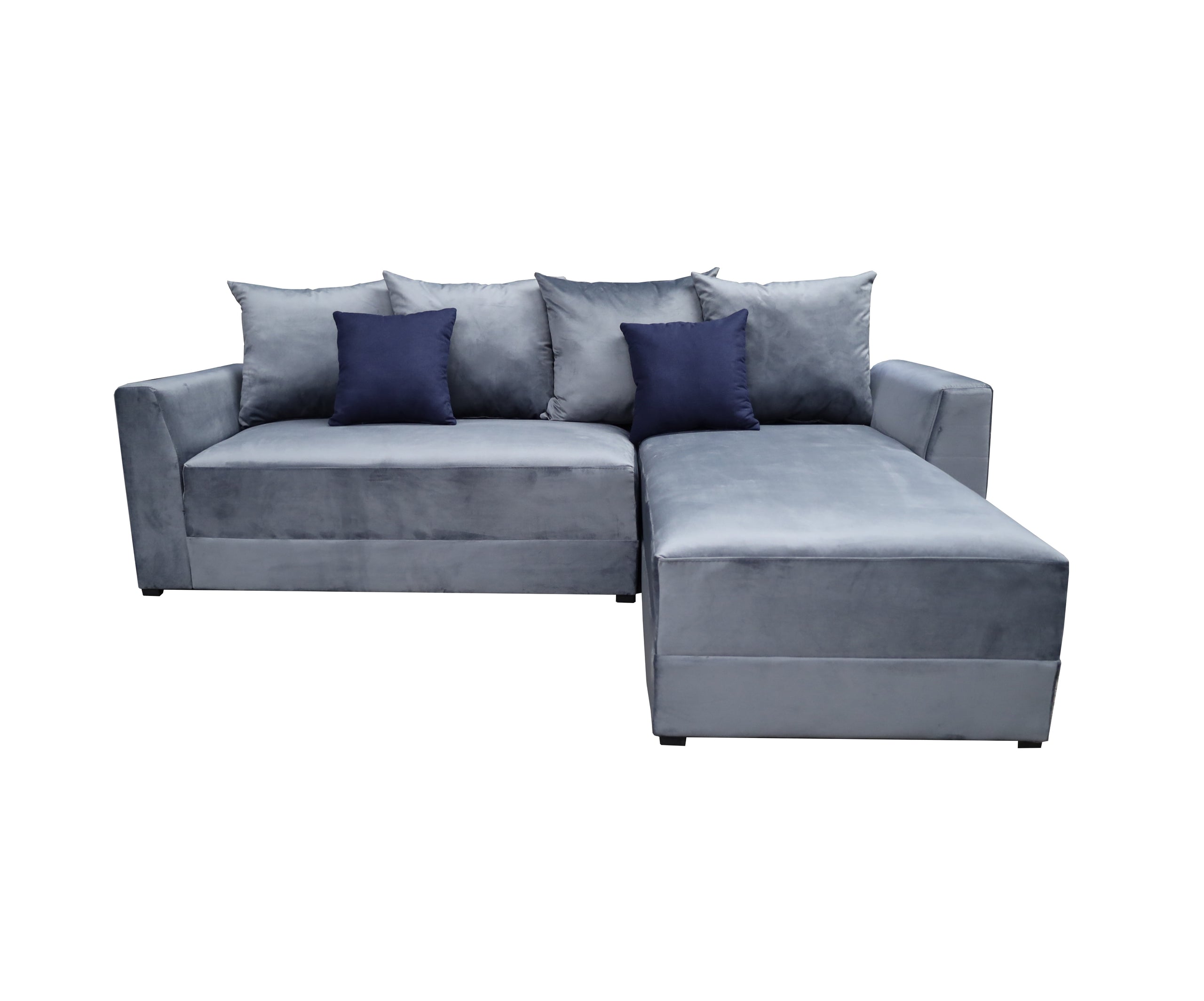 Sala esquinera El Bazar Store modelo Samso terciopelo gris Oxford 240x180 cm