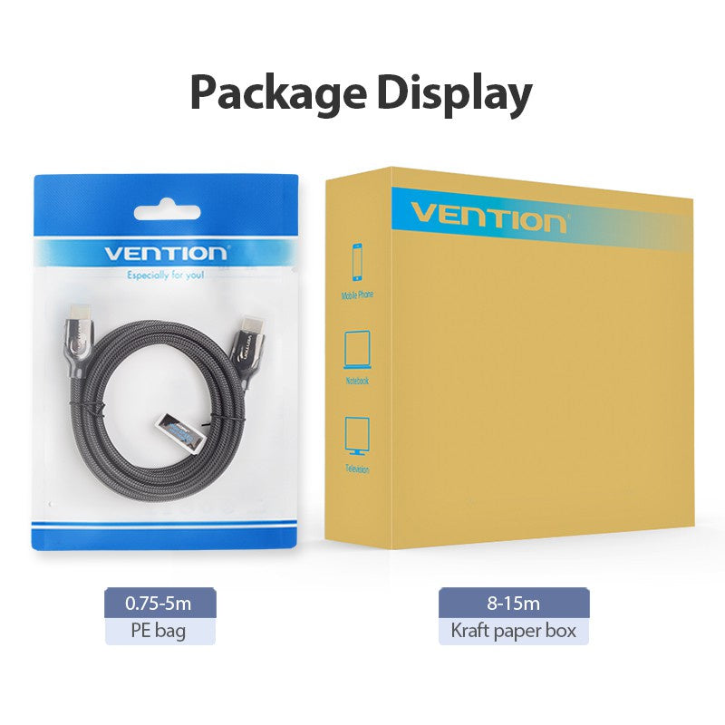 Vention Cable HDMI 2.0 4k 3D Metal Caso Chapado En Oro Para TV