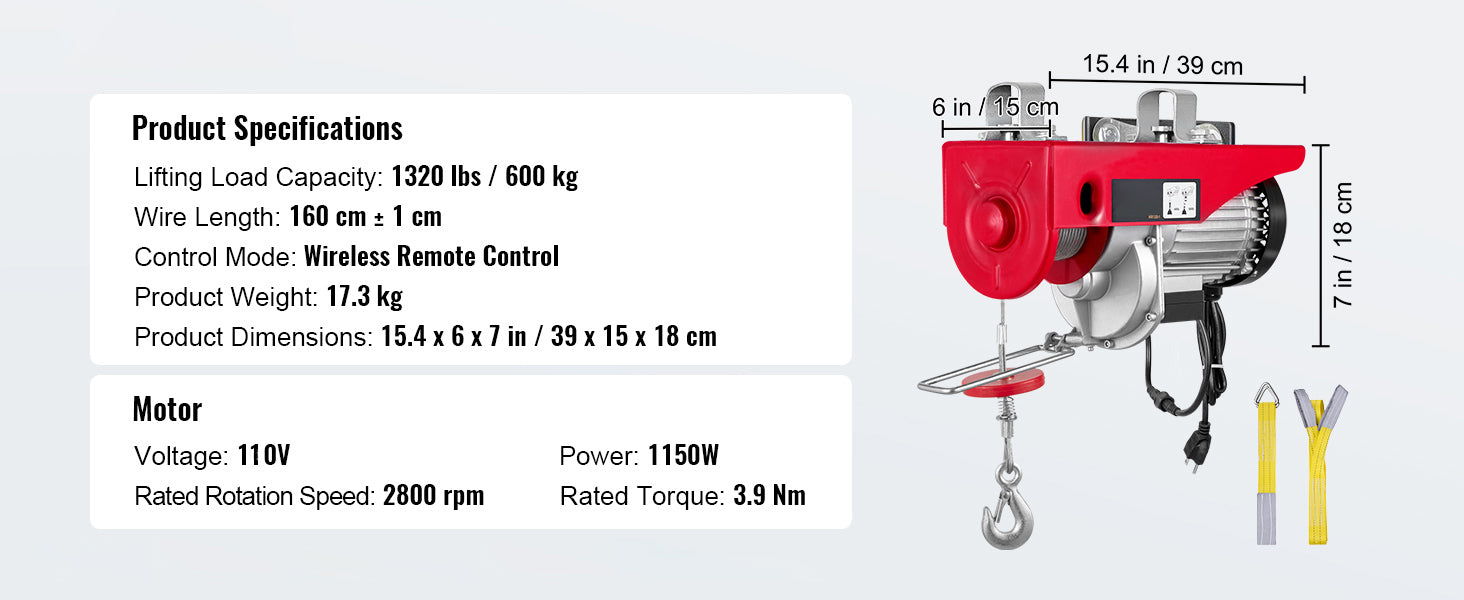 SucceBuy Polipasto eléctrico de 200-800 kg