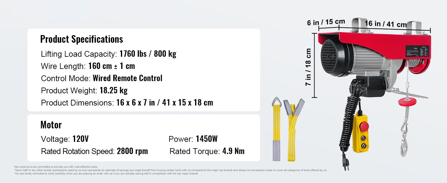 SucceBuy Polipasto eléctrico de 200-800 kg