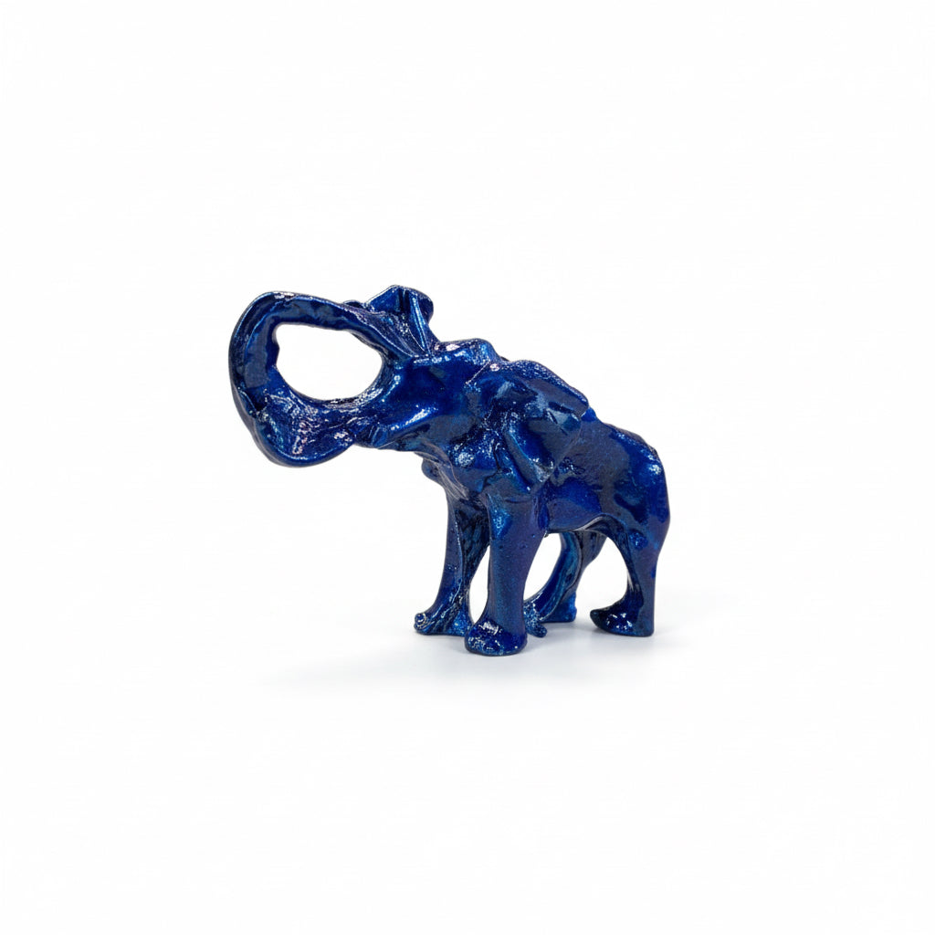 Rinoceronte Azul De Metal Mini Amuleto De Feng Shui