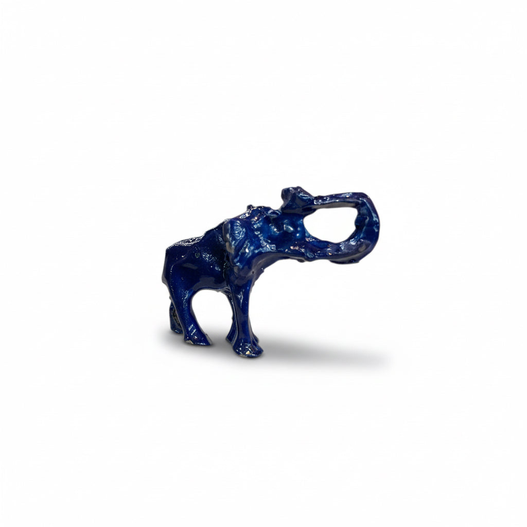 Rinoceronte Azul De Metal Mini Amuleto De Feng Shui