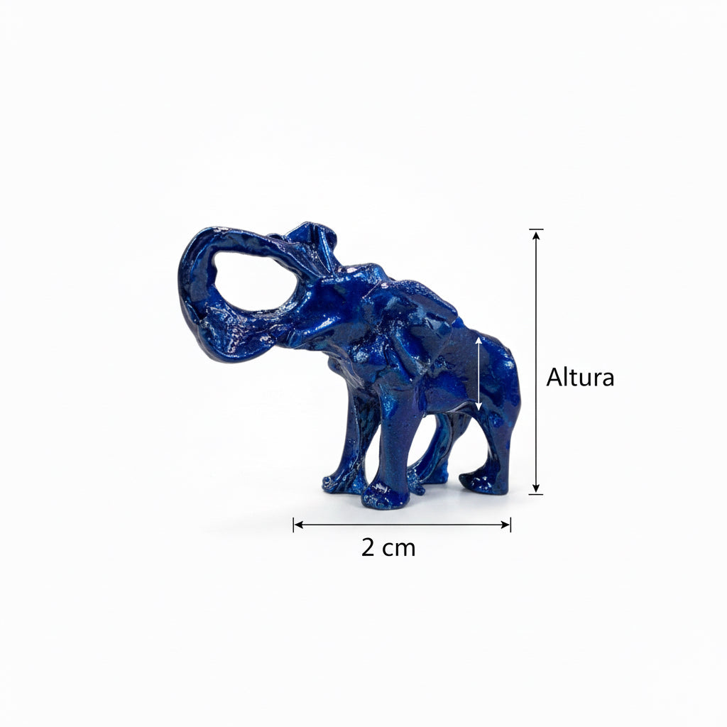 Rinoceronte Azul De Metal Mini Amuleto De Feng Shui