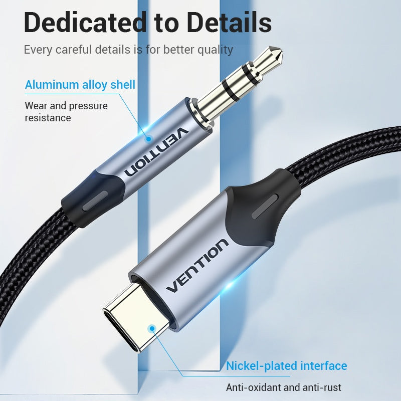 Vention Type C A 3.5mm Cable De Audio HIFI Auriculares Jack Adaptador Auxiliar USB