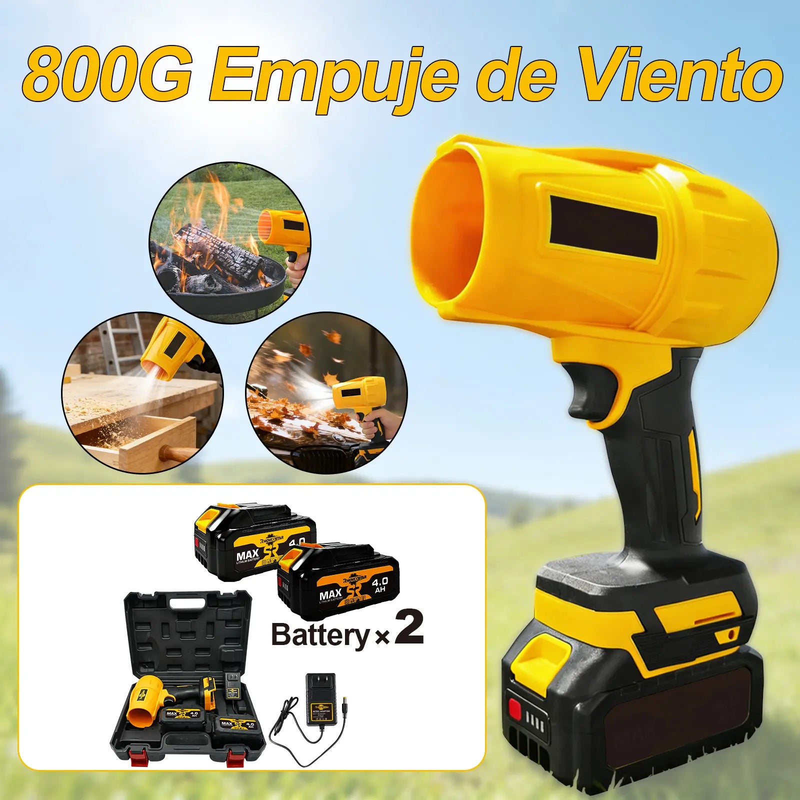 Soplador de hojas eléctrico sin cable, soplador turbo jet