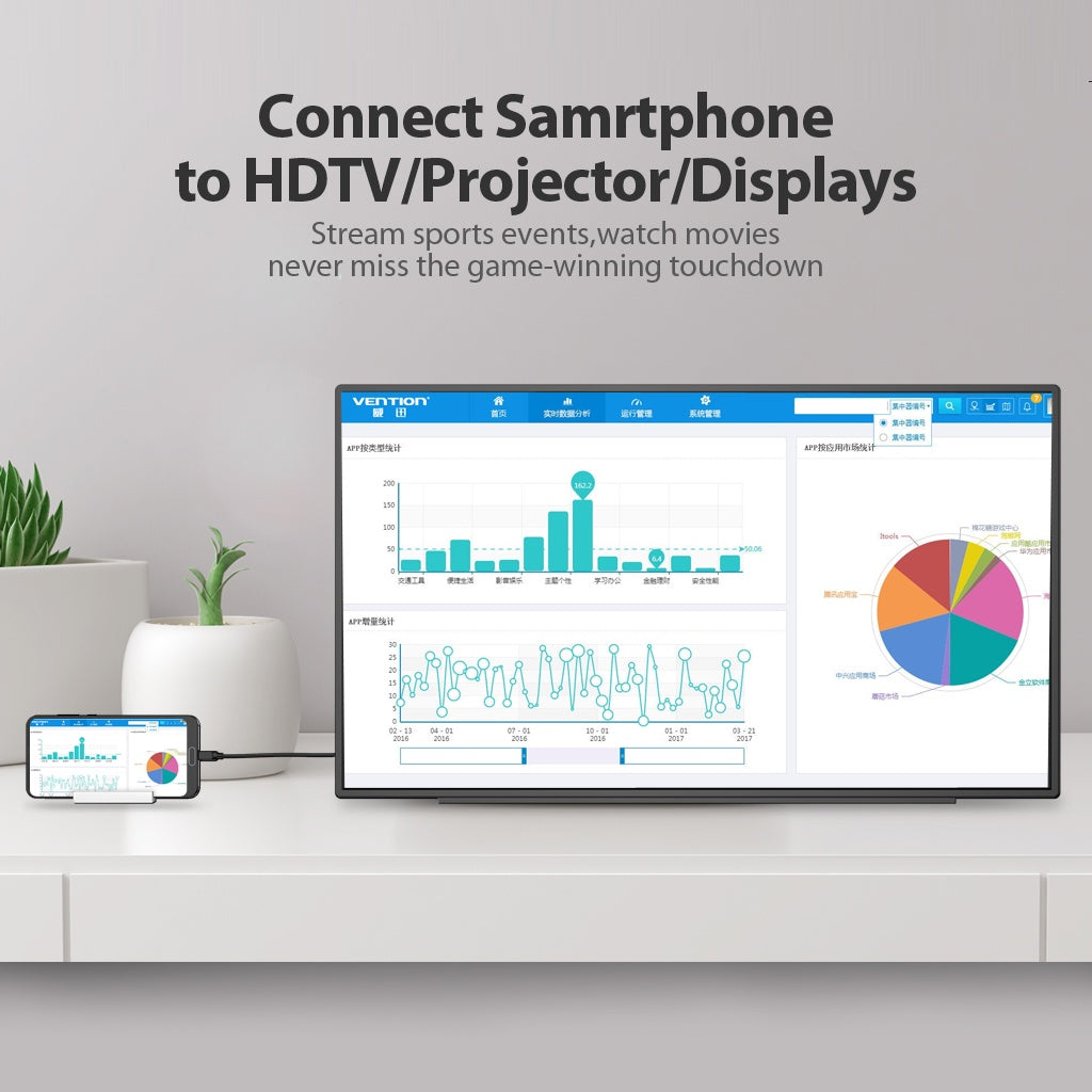 Vention USB 3.1 Tipo C A hdmi 1.4 cable Adaptador 4K Teléfono tv