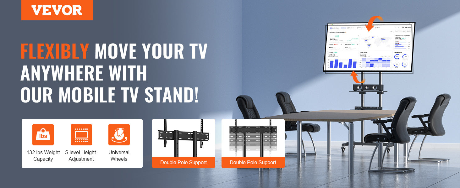 Soporte para TV  ajustable en altura con ruedas