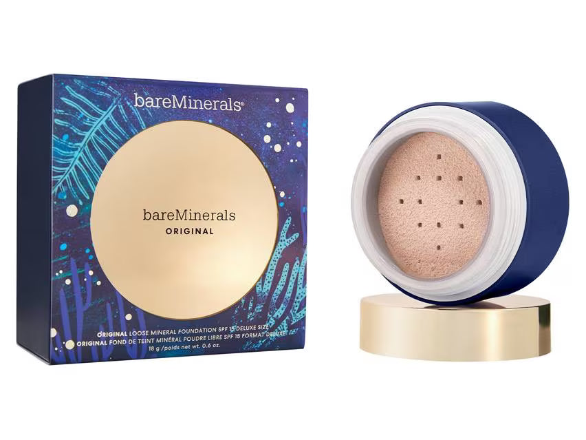 BAREMINERALS ORIGINAL LOOSE MINERAL FOUNDATION SPF 16 DELUXE SIZE "FAIRLY MEDIUM" 18g