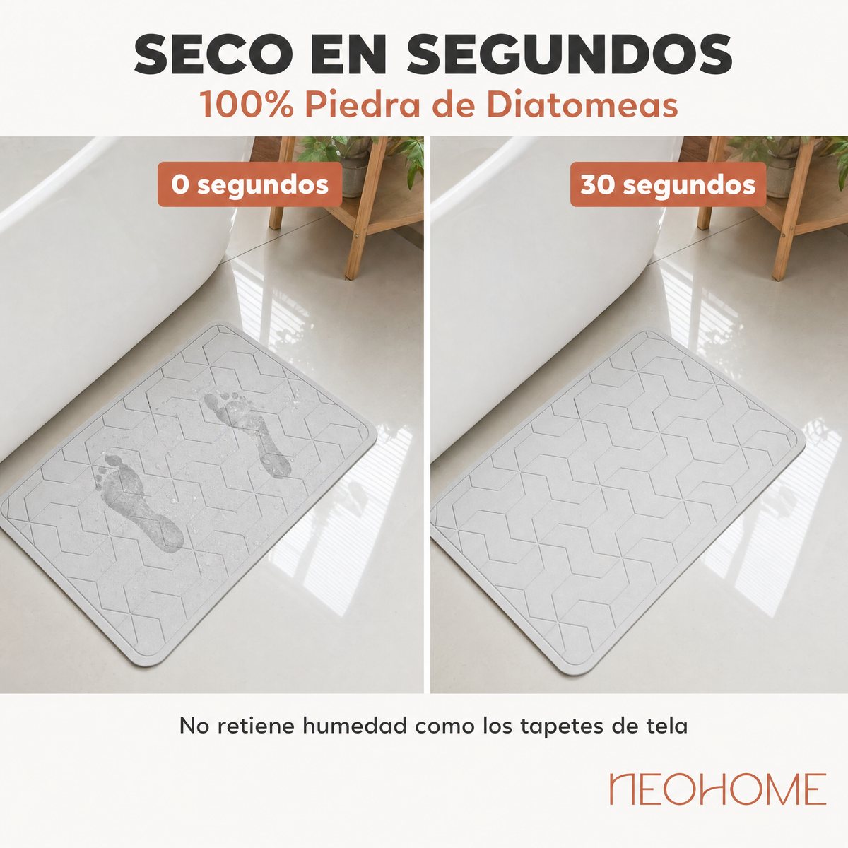 Tapete de baño de Piedra de tierra de Diatomeas - (Grecas gris claro)