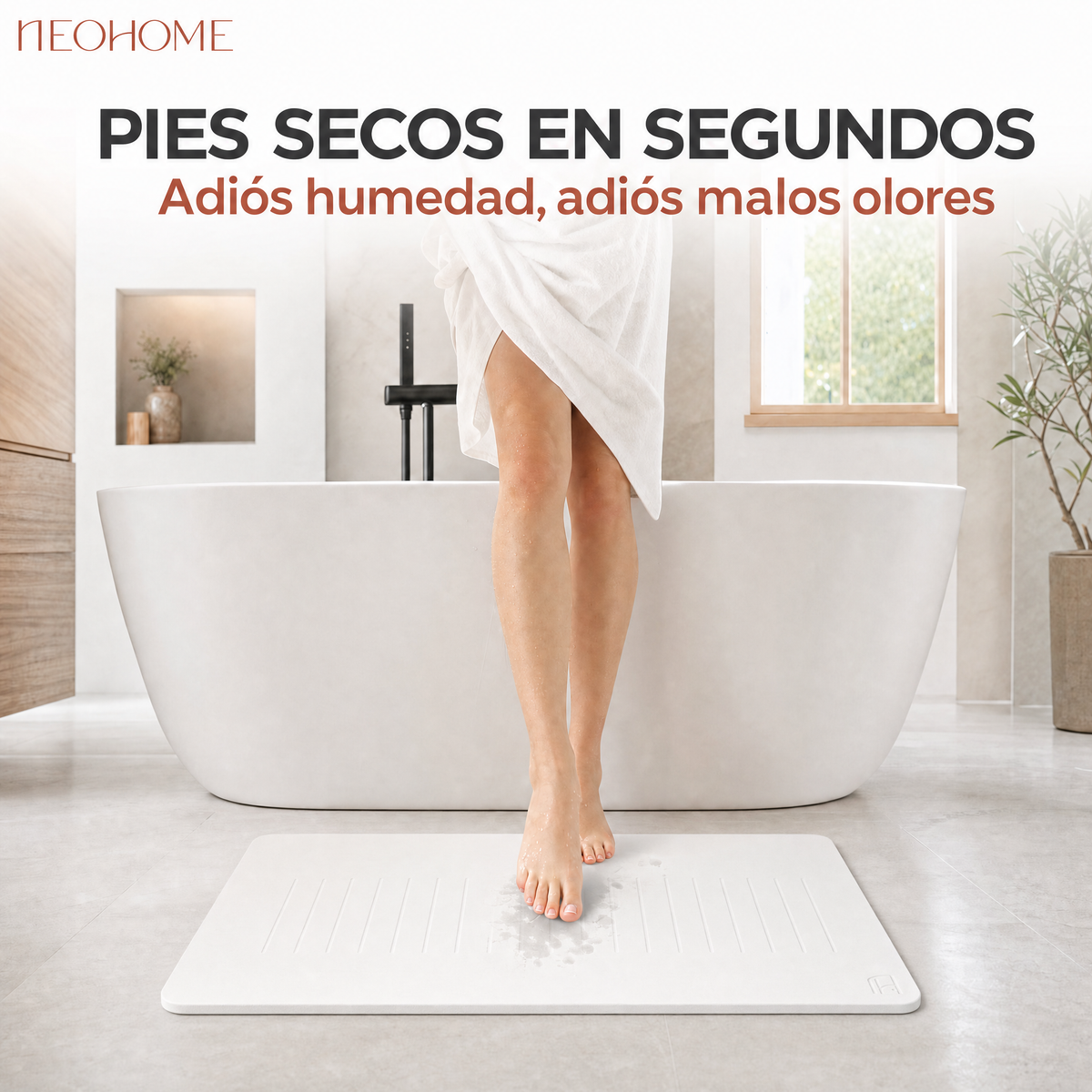 Tapete de baño de Piedra de tierra de Diatomeas - (Stratto Blanco)