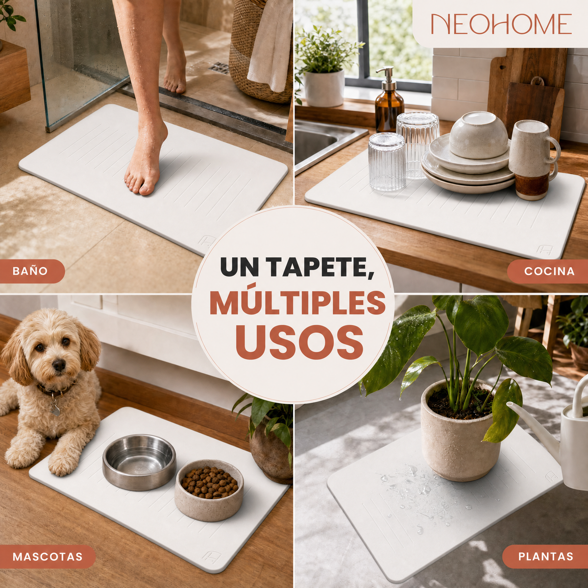 Tapete de baño de Piedra de tierra de Diatomeas - (Stratto Blanco)