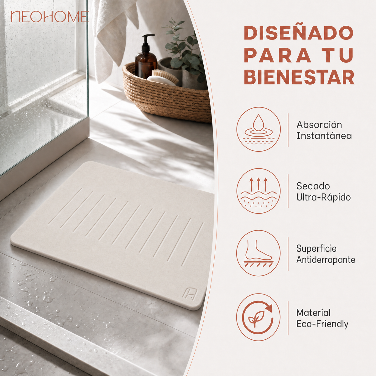 Tapete de baño de Piedra de tierra de Diatomeas - (Stratto Blanco)