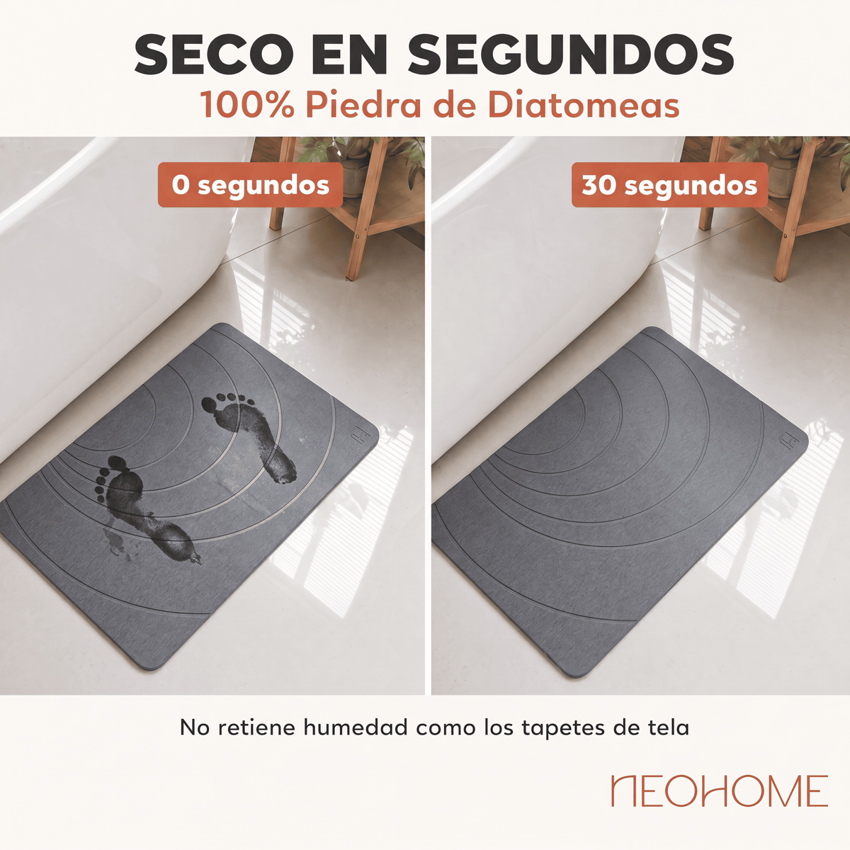 Tapete de baño de Piedra de tierra de Diatomeas - (Espiralia Gris Oscuro)