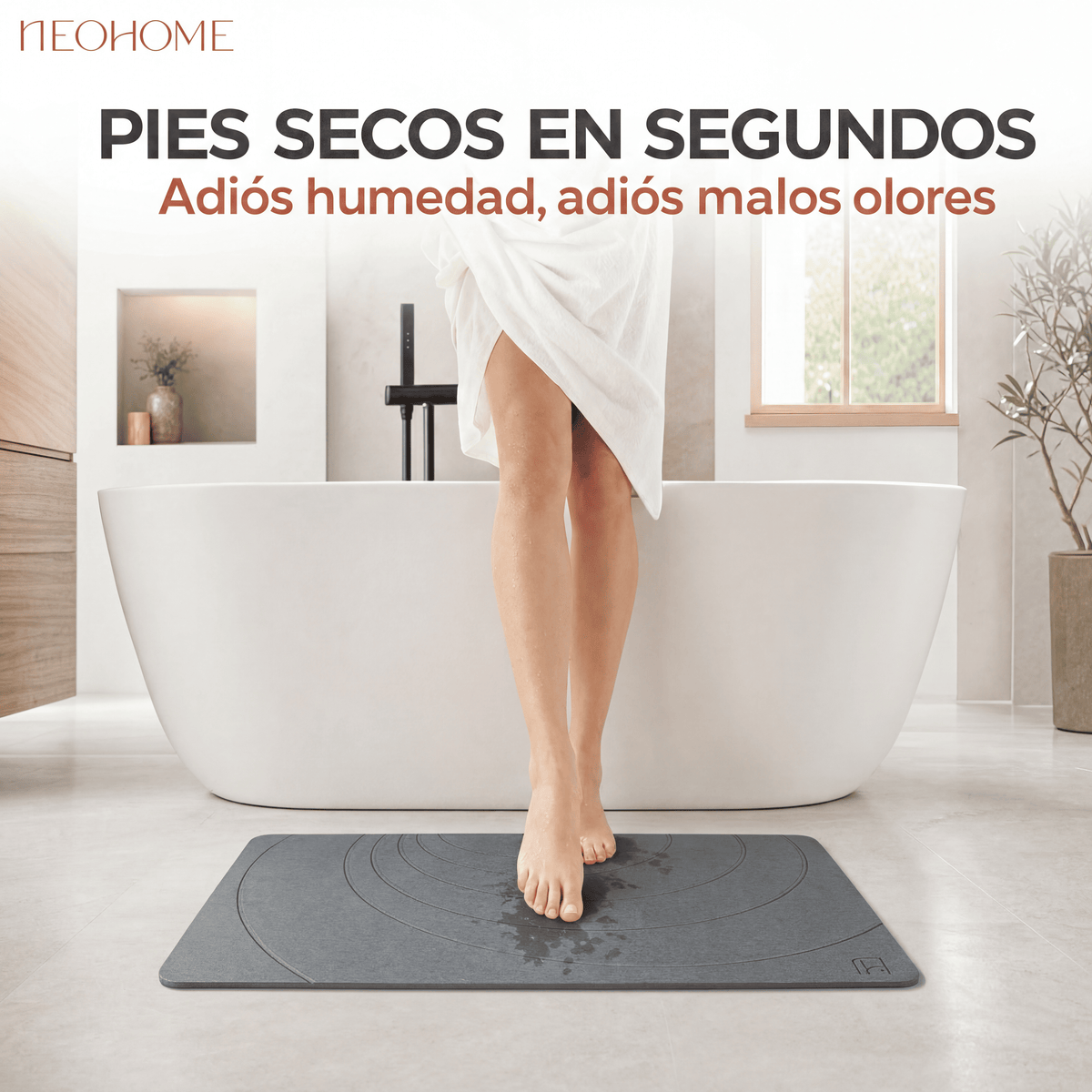 Tapete de baño de Piedra de tierra de Diatomeas - (Espiralia Gris Oscuro)