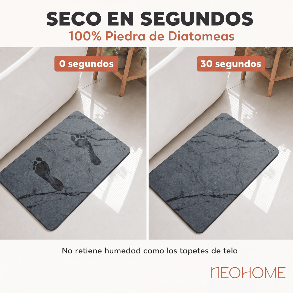 Tapete de baño de Piedra de tierra de Diatomeas - (Mármol Gris Oscuro)