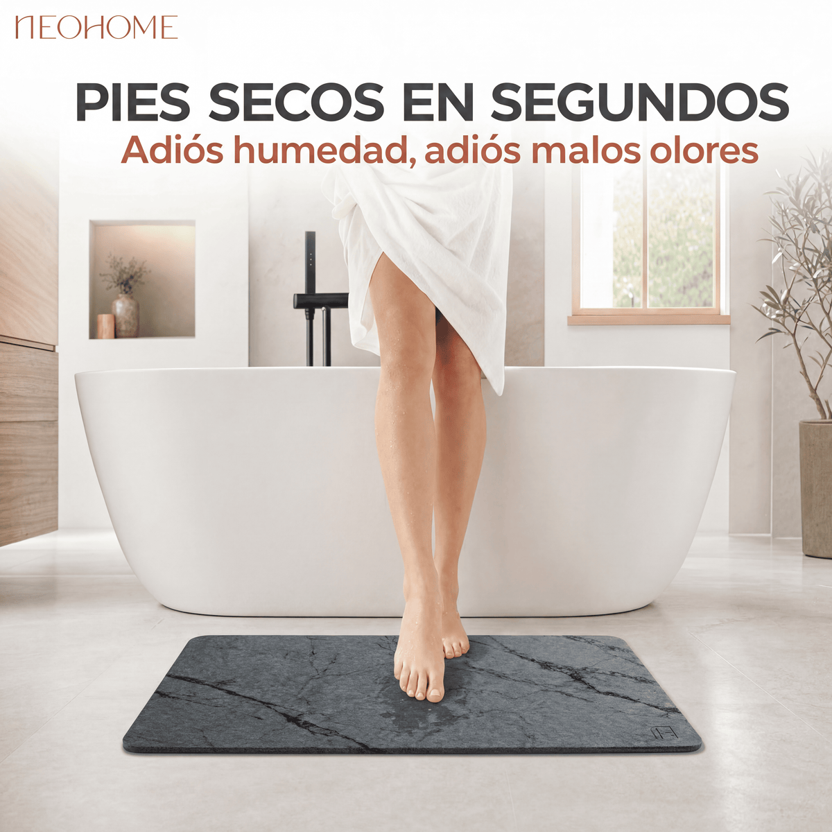 Tapete de baño de Piedra de tierra de Diatomeas - (Mármol Gris Oscuro)