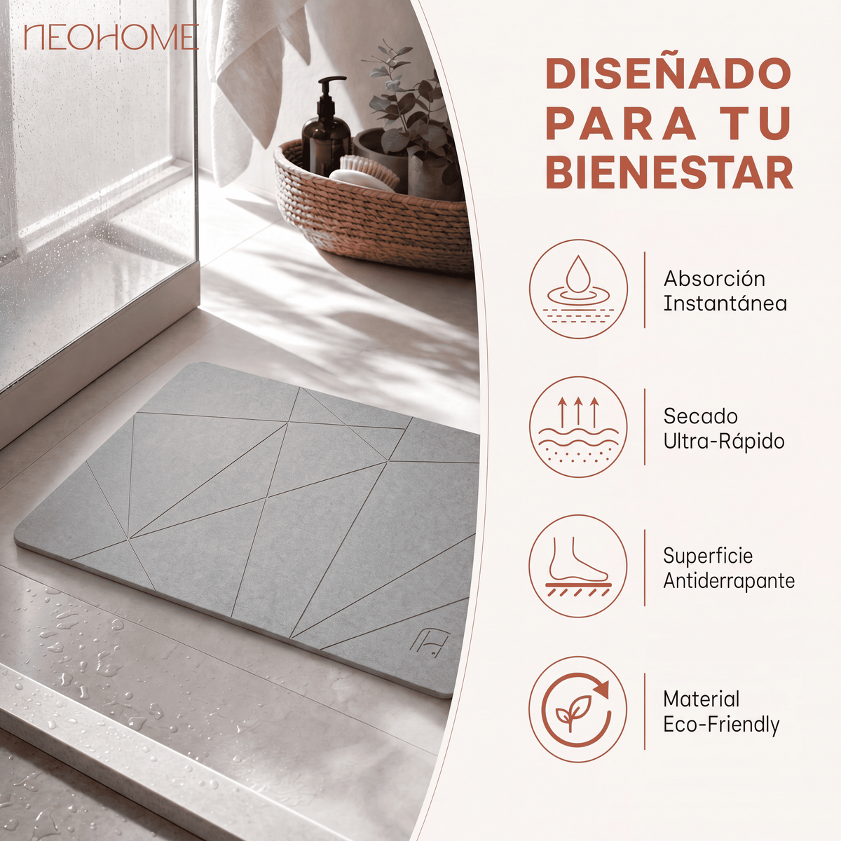 Tapete de baño de Piedra de tierra de Diatomeas - (Arcadia Gris)