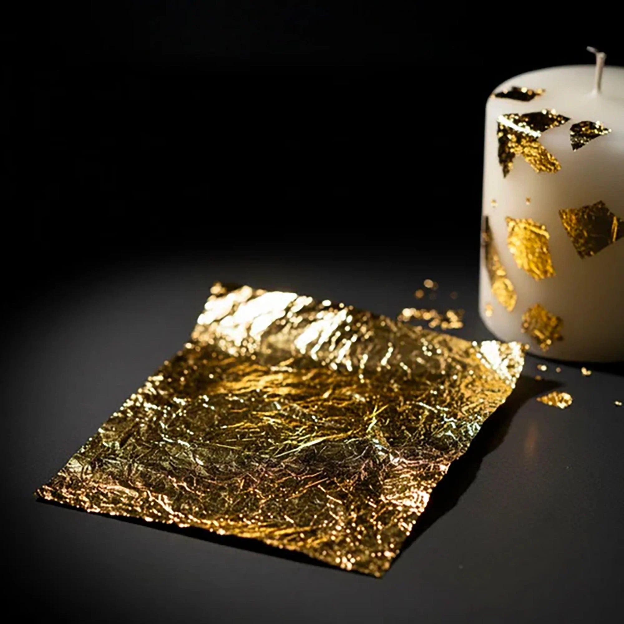 Hojas de Oro - Papel de Oro - Ultra Fino para Decoración de Velas y Detalles Artesanales
