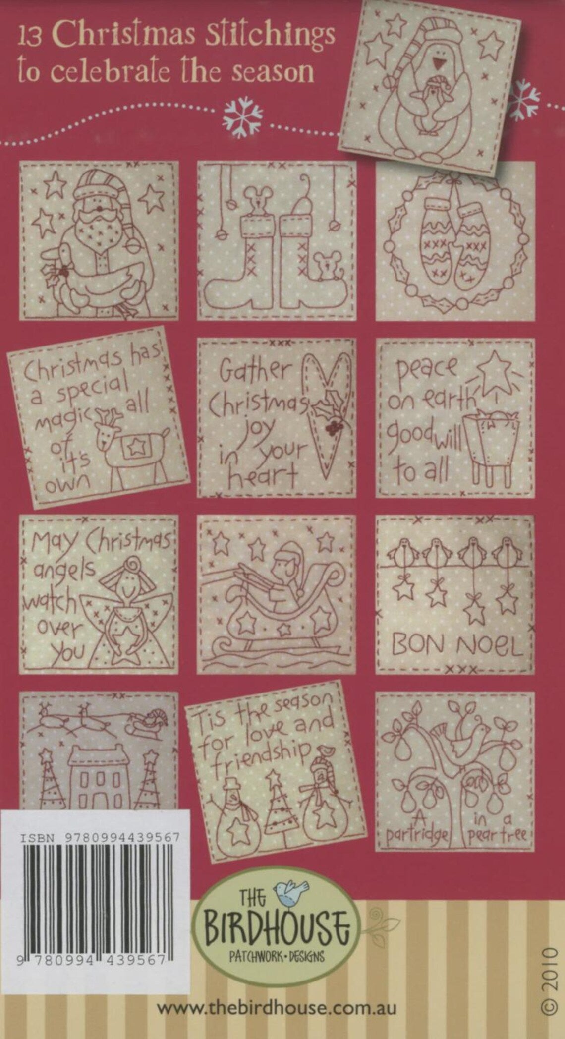 Libro de patrones de bordado navideño Ya es la Estación de Natalie Bird