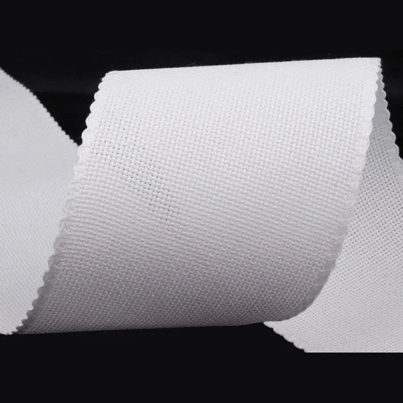 Un Metro de Cinta Aida 14 española 5 cm blanco para Punto de Cruz con borde