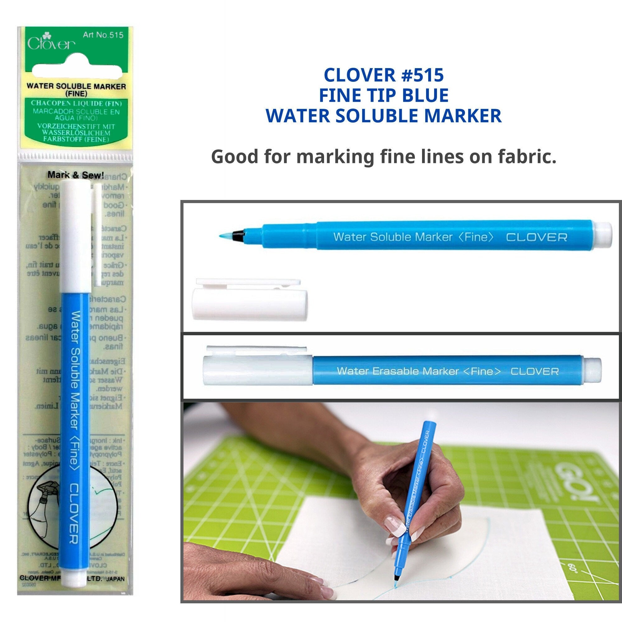 Marcador soluble en agua punta fina Clover