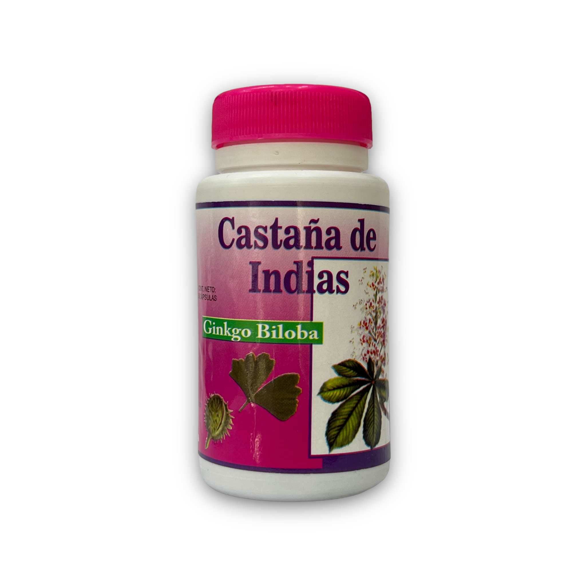 CAP CASTAÑA DE INDIAS C/GINKGO BILOBA TAPA ROSA C/50 AZTECA