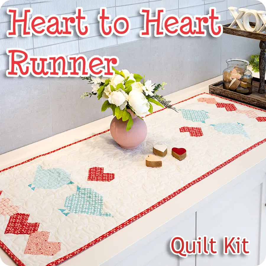 Kit de Camino de Mesa de Pajaritos y Corazones azul, rojo y blanco 46 x 140 cm