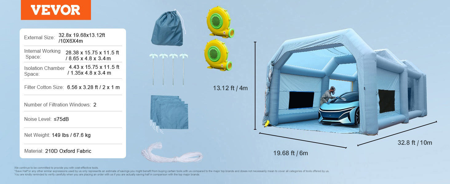 cabina de pintura inflable con sopladores