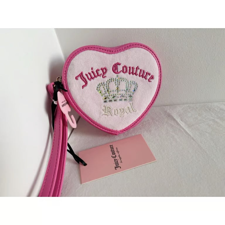 Juicy Couture Kingdom Heart Zip Around Wristlet Wallet Light Pink