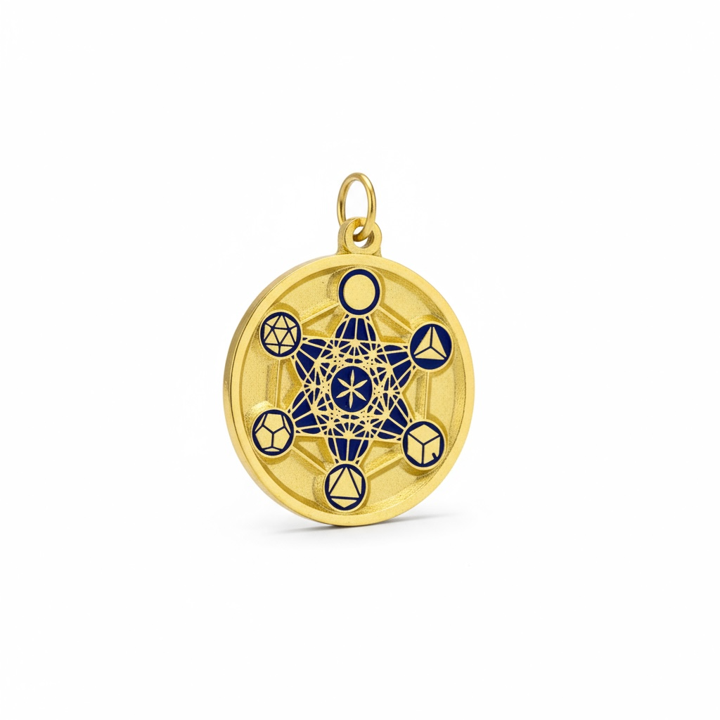 Metatron Dije Troquelado, Encapsulado Baño Dorado 3 Cm Diame