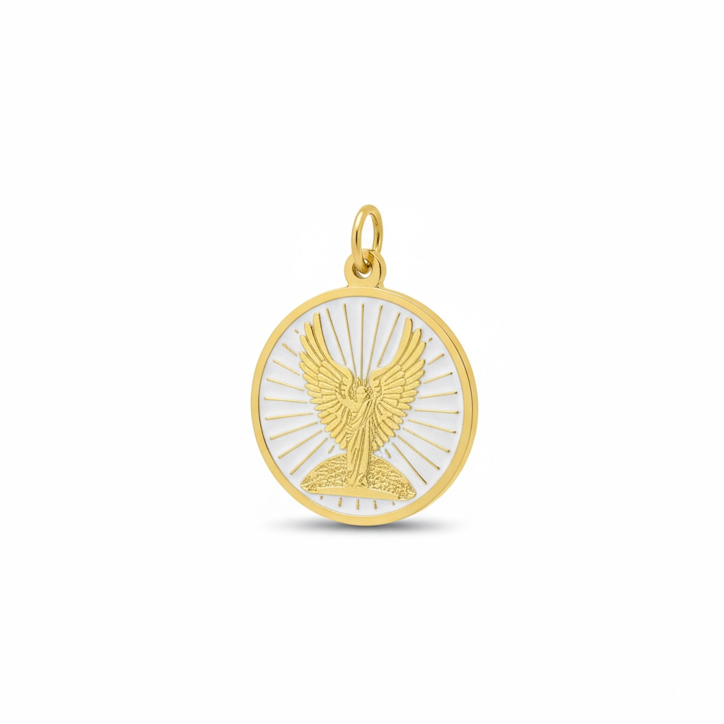Metatron Dije Troquelado, Encapsulado Baño Dorado 3 Cm Diame