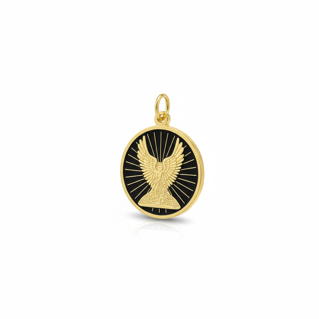 Metatron Dije Troquelado, Encapsulado Baño Dorado 3 Cm Diame