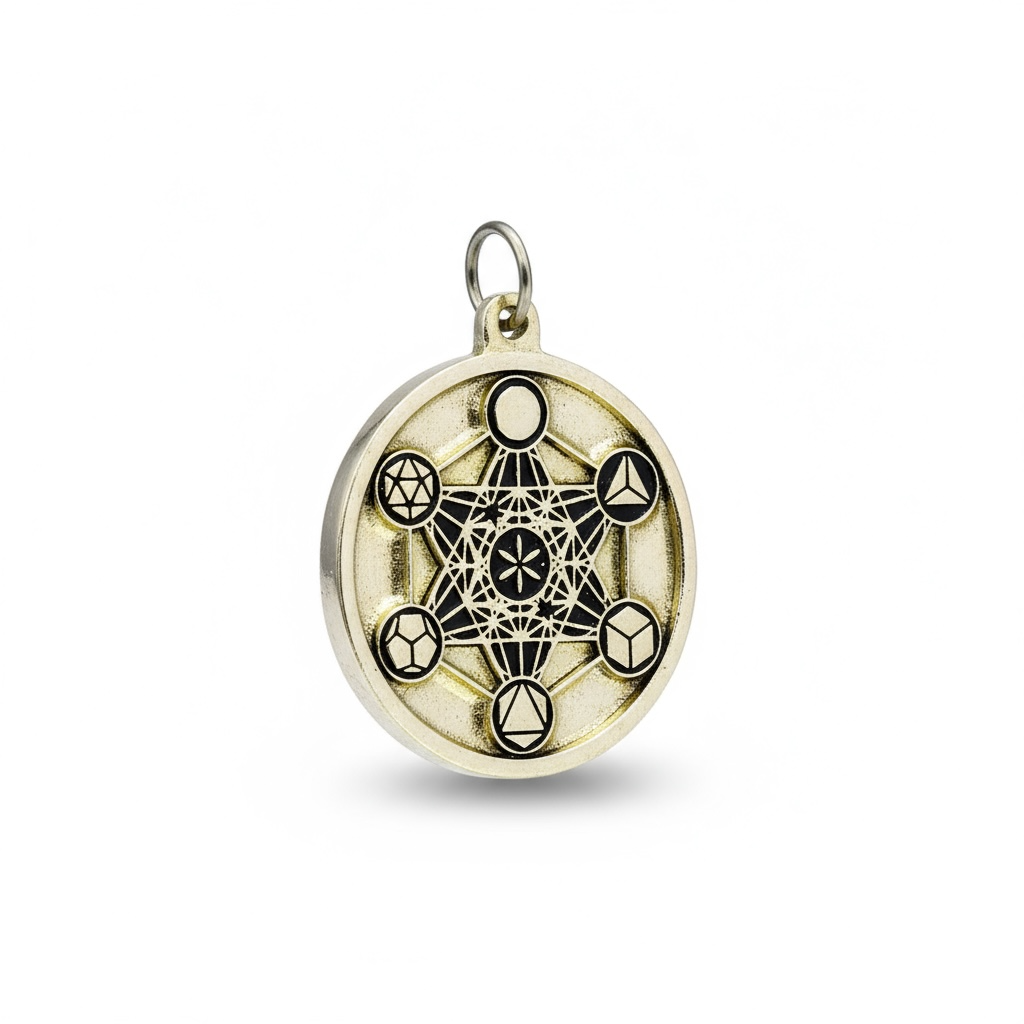 Metatron Dije Troquelado, Encapsulado Baño Dorado 3 Cm Diame