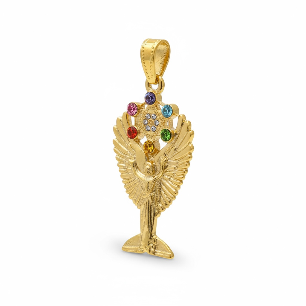 Metatron Dije Con Cubo Baño De Oro Pintado A Mano Con Crista
