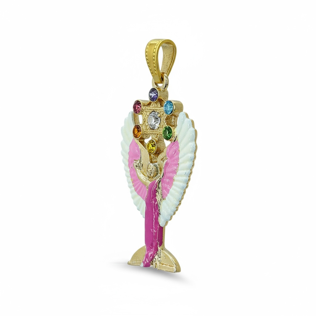 Metatron Dije Con Cubo Baño De Oro Pintado A Mano Con Crista