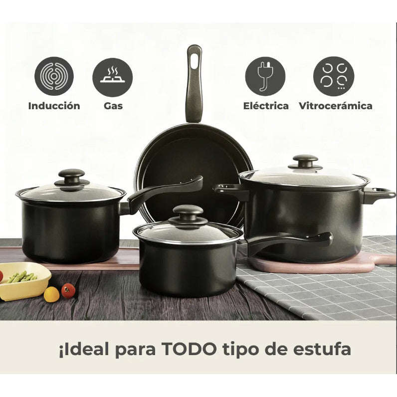 Batería De Cocina 14 Pz Juego De Sartenes Antiadherentes