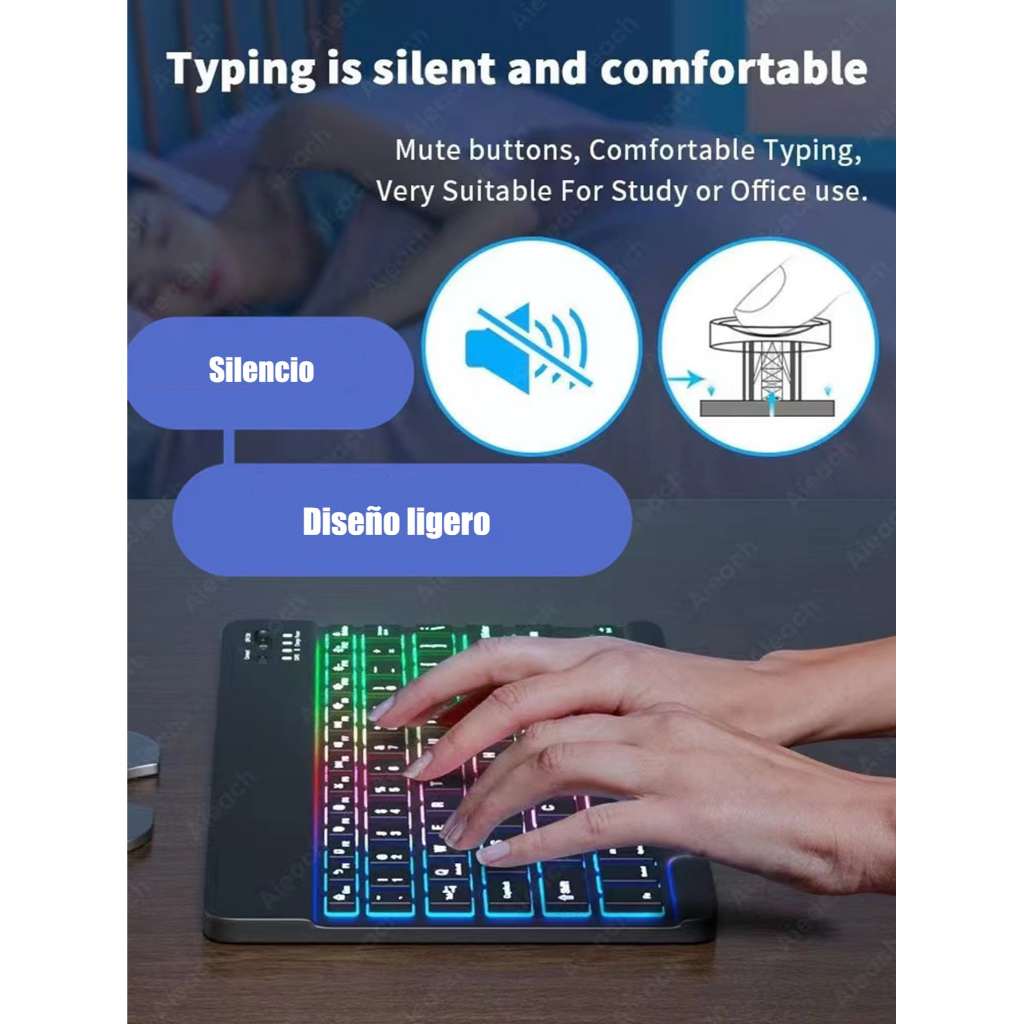 Mini teclado ultradelgado silencioso Bluetooth