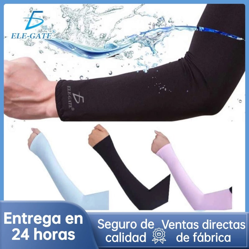 ELE-GATE Mangas Uv Protección Para Brazo Seda Hielo Resistente Elástico