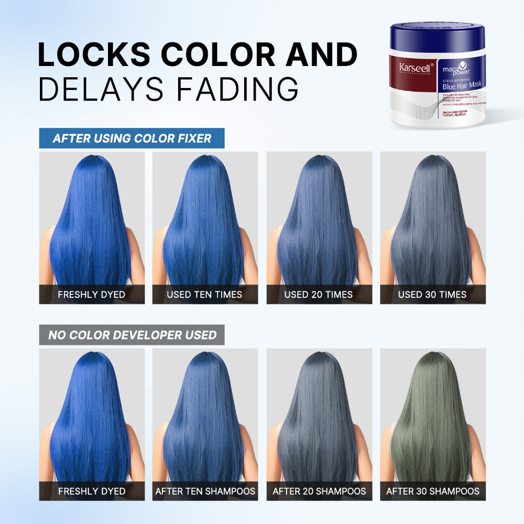 Karseell Set reparador de color Mascarilla azul+Aceite capilar Protección del color Suavidad
