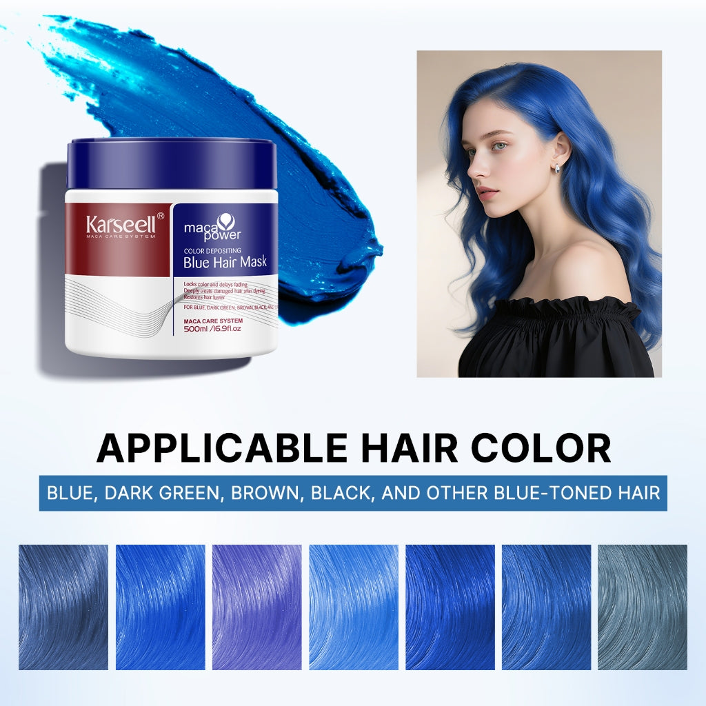 Karseell Set reparador de color Mascarilla azul+Aceite capilar Protección del color Suavidad