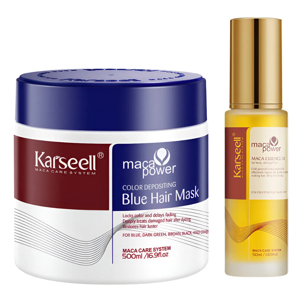Karseell Set reparador de color Mascarilla azul+Aceite capilar Protección del color Suavidad